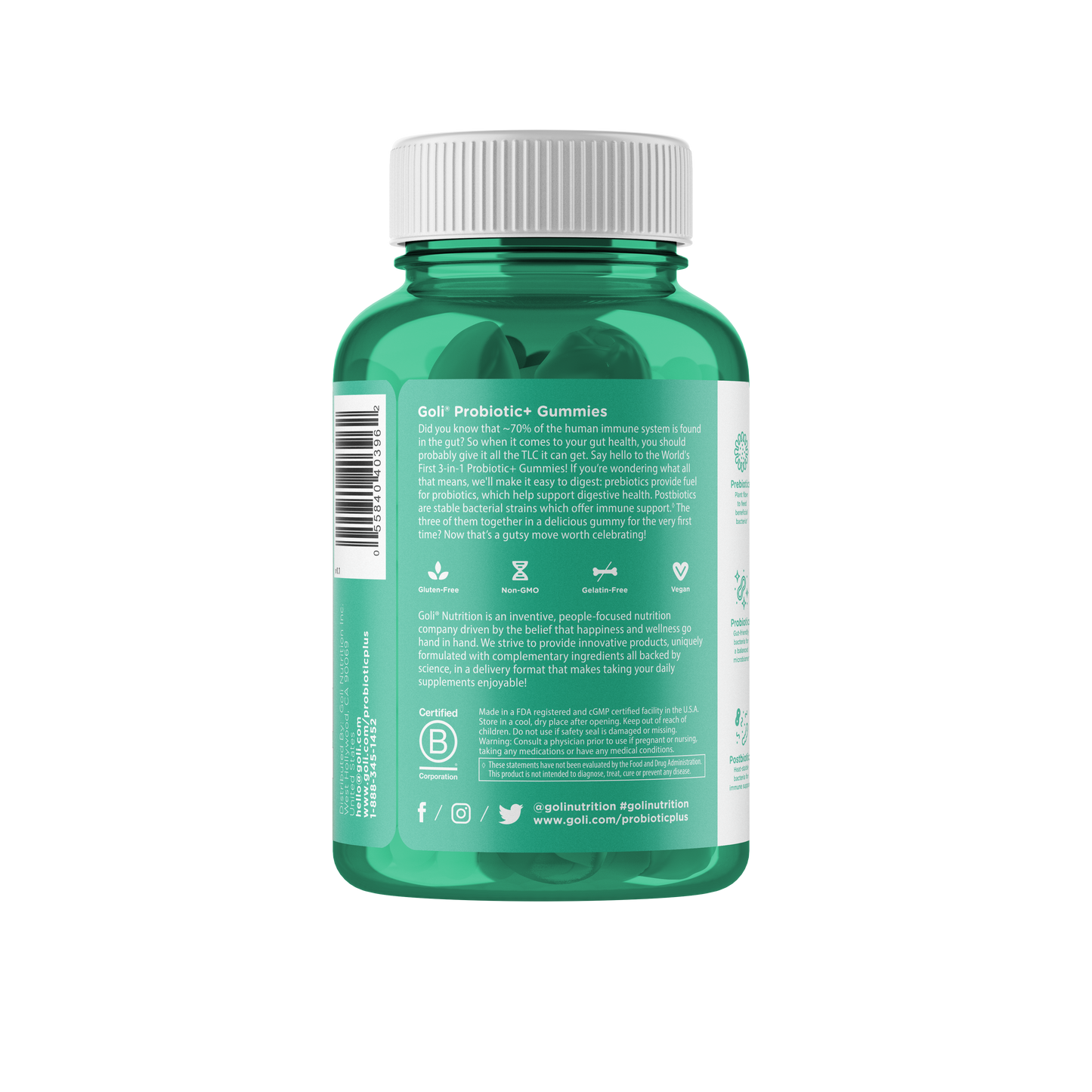 Goli Nutrition Pre + Post + Probiotics Vegan Gummies - 60 ct