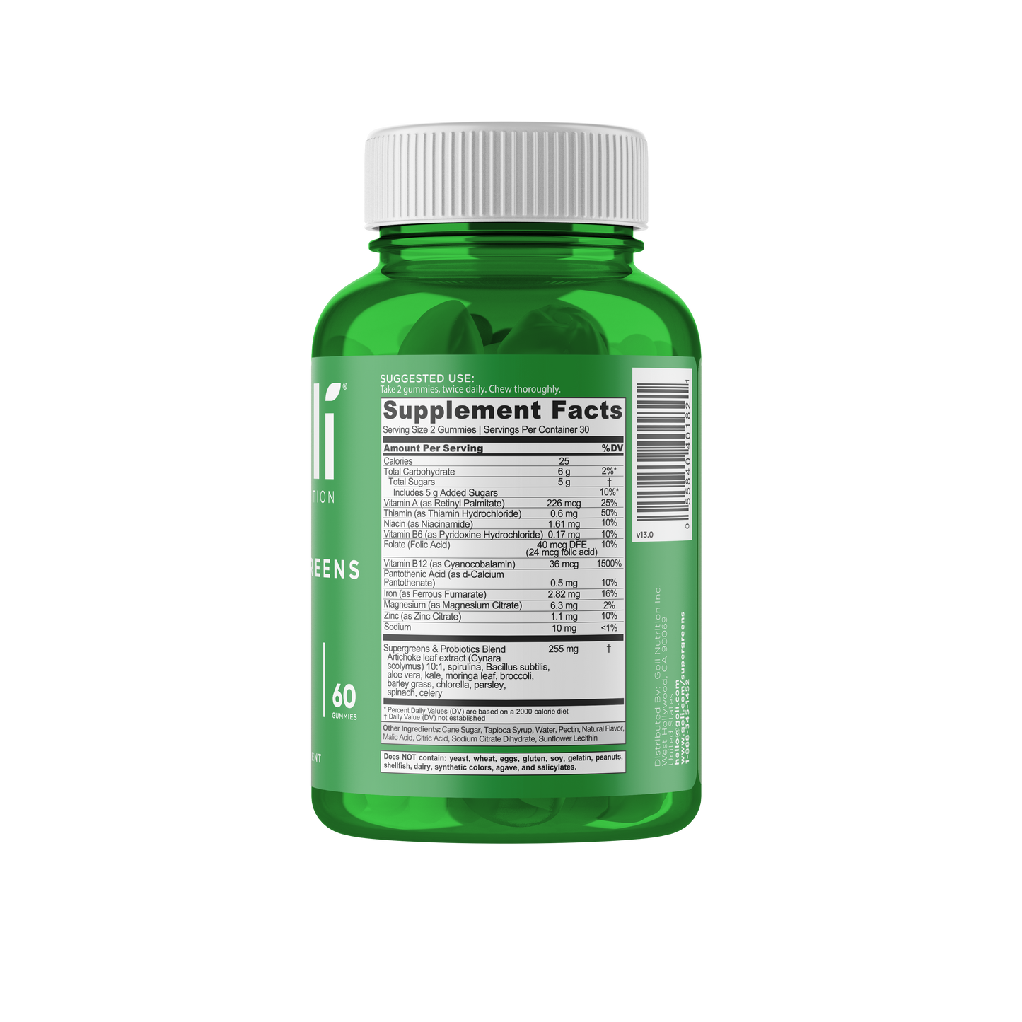 Goli Nutrition Vegan Supergreens Gummies - 60 ct